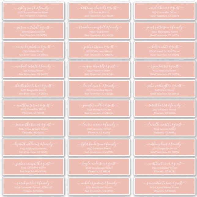 Adesivo Endereço de Convidados para Casamento de Script Ch (Frente)