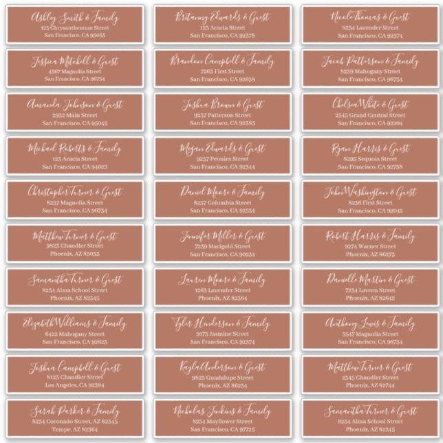 Adesivo Endereço de Convidados para Casamento de Script Ch (Frente)