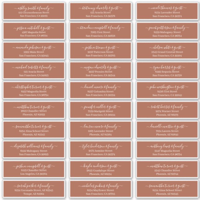 Adesivo Endereço de Convidados para Casamento de Script Ch (Frente)