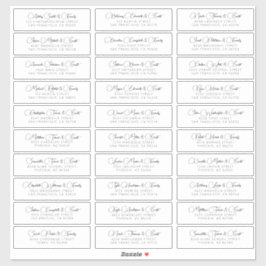 Adesivo Endereço de Convidados Simples de Casamento Modern