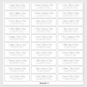 Adesivo Endereço de Convidados Simples de Casamento Modern