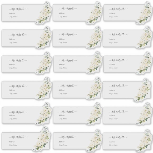 Adesivo Endereço de Hóspede Transparente H2 Rosas de Alaba (Frente)