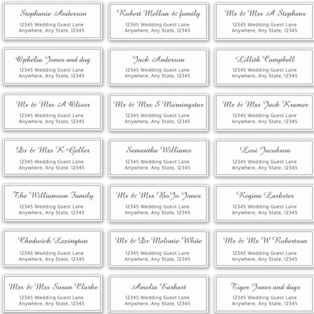 Adesivo Endereço de Nome de Convidado Pré-Endereçado Minim (Frente)