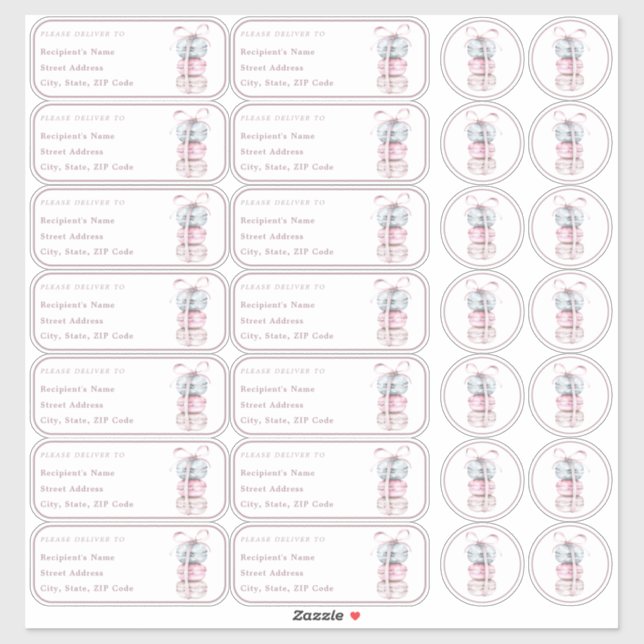 Adesivo Endereço de nome individual Macaron + envelope (Folha)