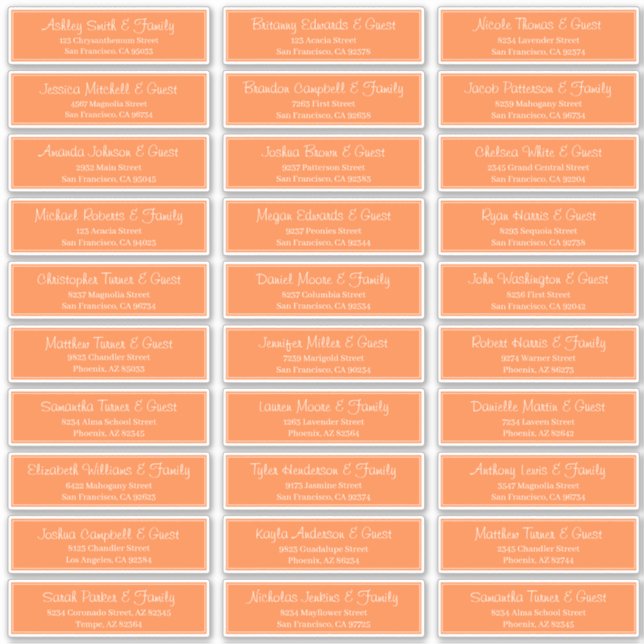 Adesivo Endereço de Nomes de Convidado para Casamento de S (Frente)