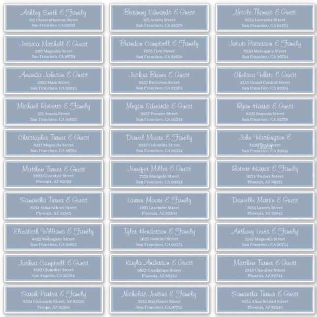 Adesivo Endereço de Nomes de Convidado para Casamento de S (Frente)