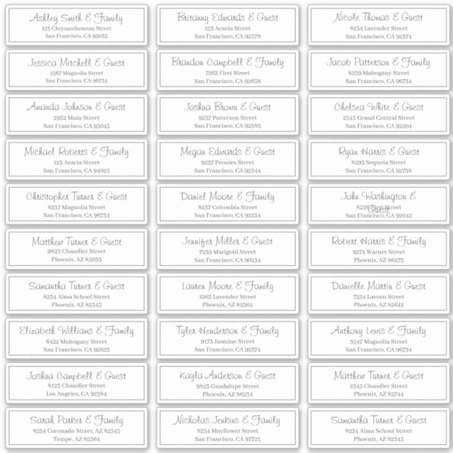 Adesivo Endereço de Nomes de Convidado para Casamento de S (Frente)