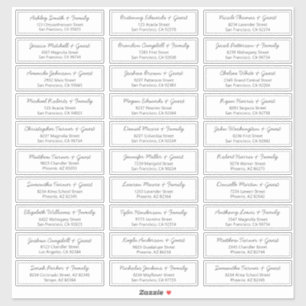 Adesivo Endereço de Nomes de Convidados de Casamento de S