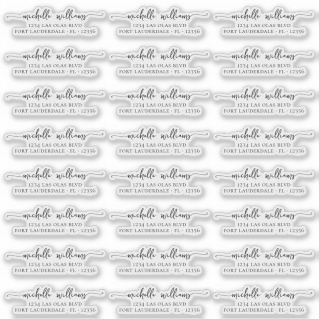 Adesivo Endereço de Retorno Transparente de Script Elegant (Frente)