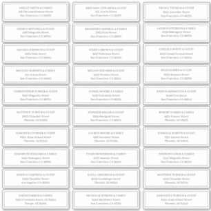 Adesivo Endereço do Convidado de Casamento Simples Clássic