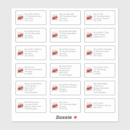 Adesivo Endereço do Convidado do Casamento Individual Red 