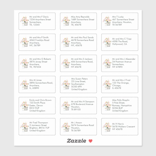 Adesivo Endereço do Nome do Destinatário Individual do fel