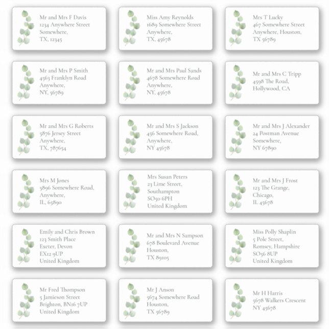 Adesivo Endereço do Nome do Destinatário Individual EucaIy (Frente)