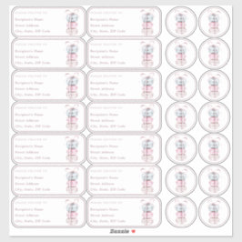 Adesivo Endereço do nome individual Macaron + envelope