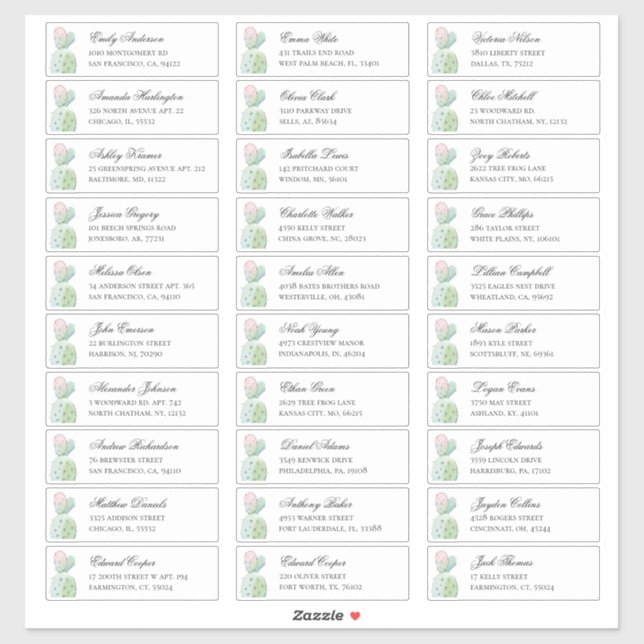 Adesivo Endereço dos hóspedes do cacto de aquarela. Etique (Folha)