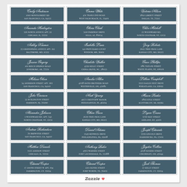 Adesivo Endereço dos nomes dos convidados do marinho. Etiq (Folha)