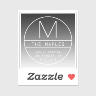 Adesivo Endereço e Monograma de Devolução Moderno   Preto 