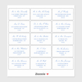 Adesivo Endereço Individual de Casamento Azul e Branco Ele