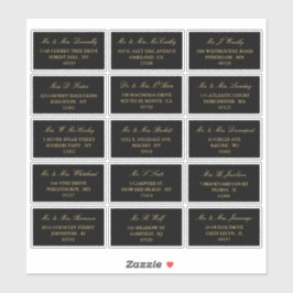 Adesivo Endereço Individual de Casamento Preto e Dourado E