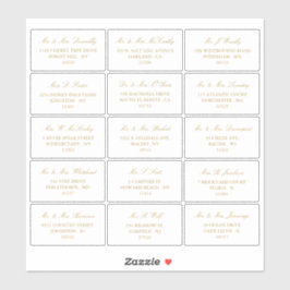 Adesivo Endereço Individual Elegante Dourado e White Weddi