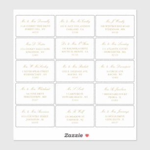 Adesivo Endereço Individual Elegante Dourado e White Weddi