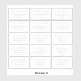 Adesivo Endereço Individual Elegante Silver & White Weddin