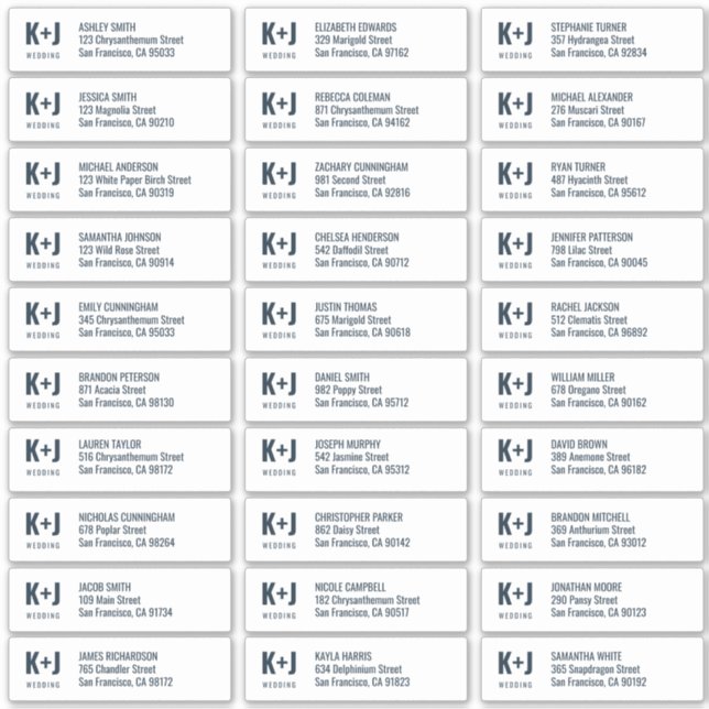 Adesivo Endereço Moderno + Minimalista de Nomes de Convida (Frente)