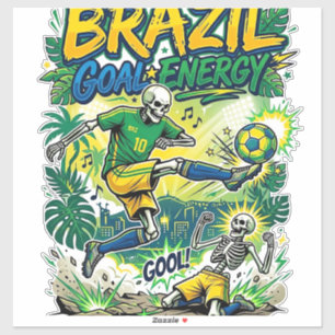 Adesivo Energia do Gol do Brasil Esqueleto Atacante Nações