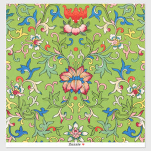 Adesivo Enfeite Vintage Owen Jones Chinês Verde Floral