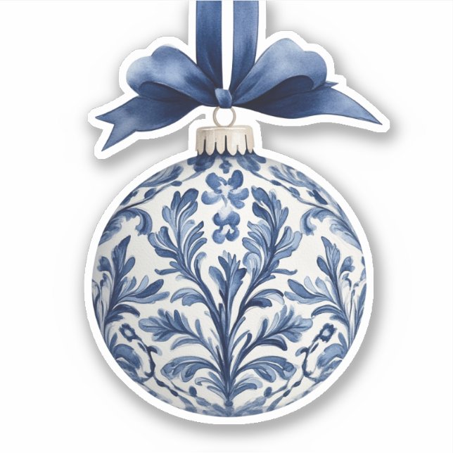 Adesivo Enfeites de natal de Chinoiserie marinho Azul e Br (Frente)