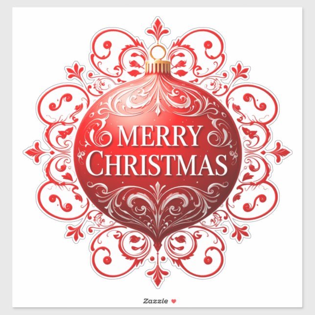 Adesivo Enfeites de natal Vermelho Elegante (Folha)