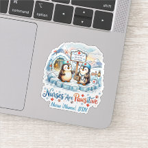 Enfermeira de Pinguim Fofa Aquarela Nome Personali