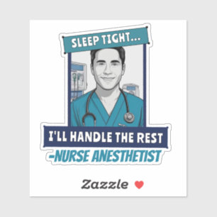 Adesivo Enfermeira Enfermeira Anestesista Dormindo Apertad