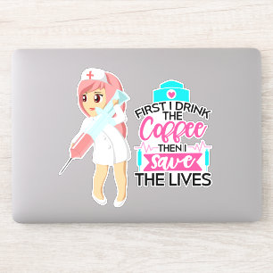 Adesivo Enfermeira Engraçada Dizendo com Grande Agulha hip