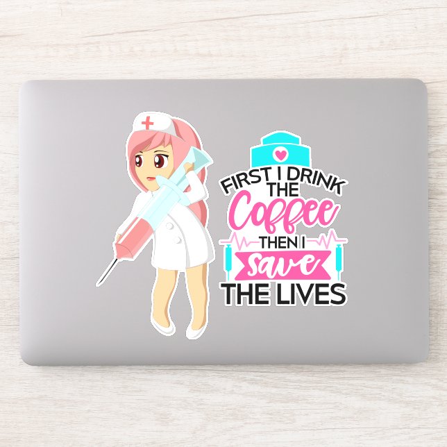 Adesivo Enfermeira Engraçada Dizendo com Grande Agulha hip (Computador)