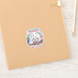 Adesivo Enfermeira Gatinha Branca Fofa Personalizada Aquar