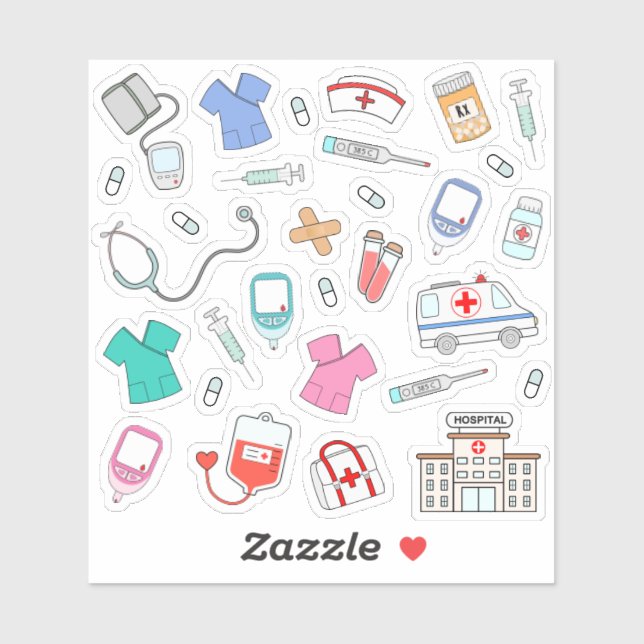 Adesivo Enfermeiro Médico Hospital de Saúde Trabalhador Bu (Folha)