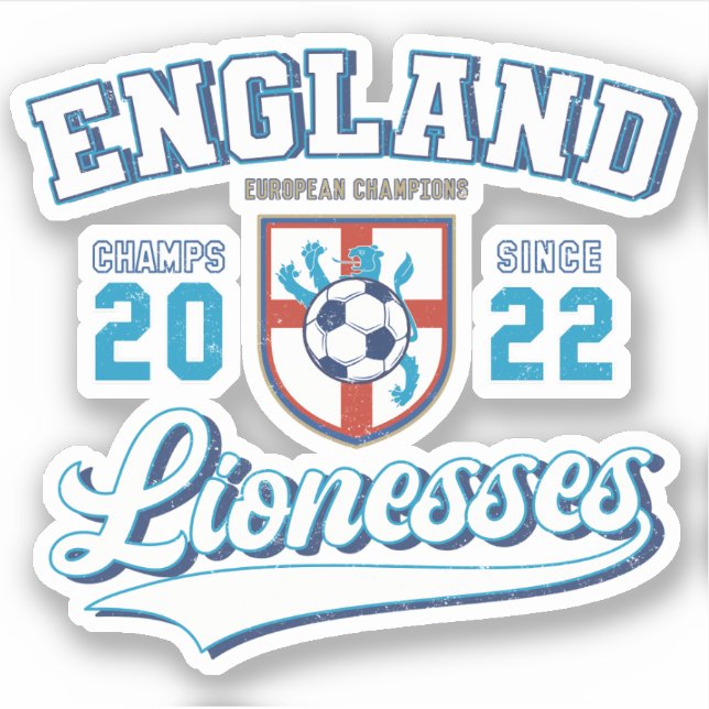 Adesivo England Lionesses Champions 2022 College Style (Frente)