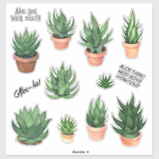 Adesivo Engraçado Aloe Vera Puns Sticker Pack