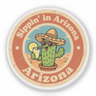 Adesivo Engraçado Arizona de Vintage Cactus