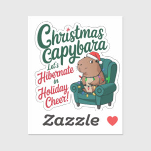 Adesivo Engraçado Capybara Christmas Sticker