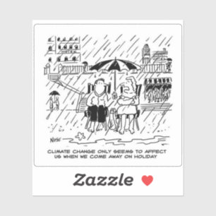 Adesivo Engraçado Cartoon de Férias sobre Mudanças Climáti