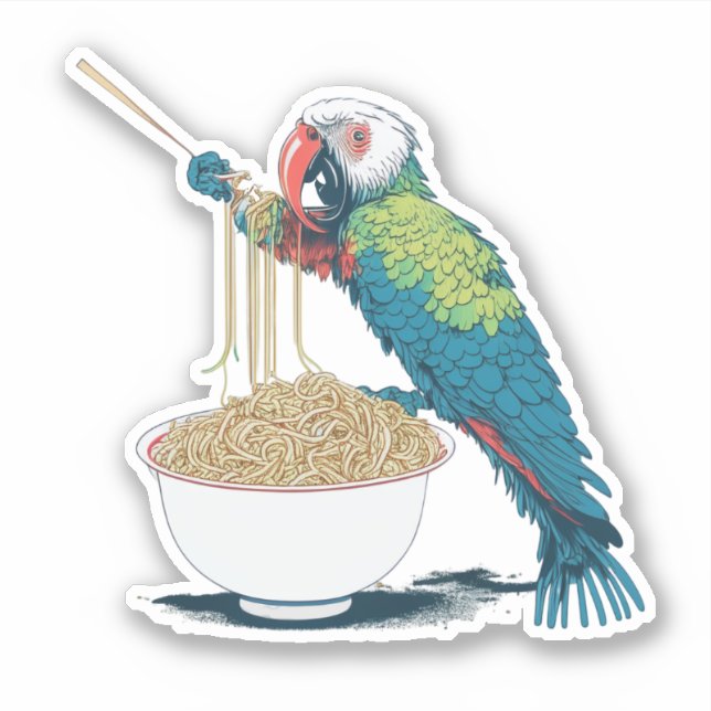 Adesivo Engraçado Comendo Ramen Noodles (Frente)