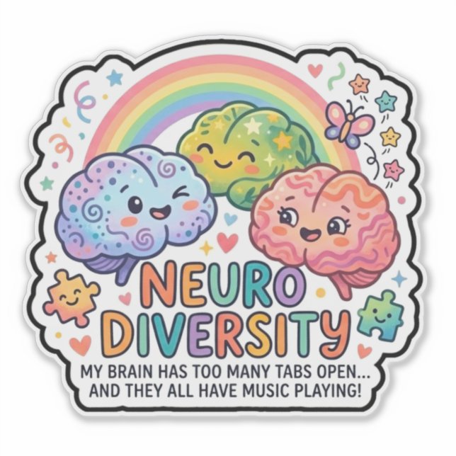 Adesivo engraçado da neurodiversidade (Frente)