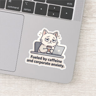 Adesivo engraçado do gato da cafeína para esgotame