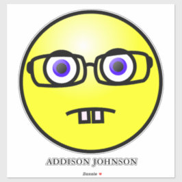 Adesivo Engraçado Geek Nerdy Emoji Amarelo Face Adicione N