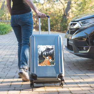 Adesivo Engraçado Giraffe UFO Zoo Animal Esquisito Memória