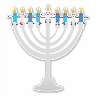 Adesivo Engraçado Hanukkah menorah e velas