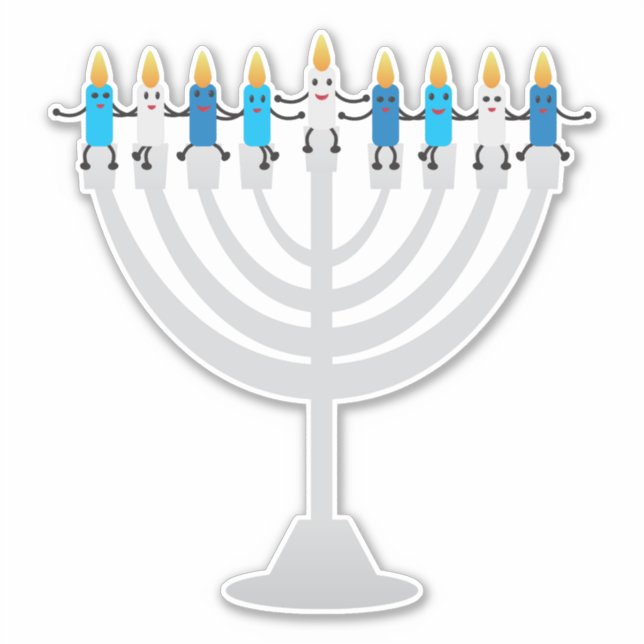 Adesivo Engraçado Hanukkah menorah e velas (Frente)