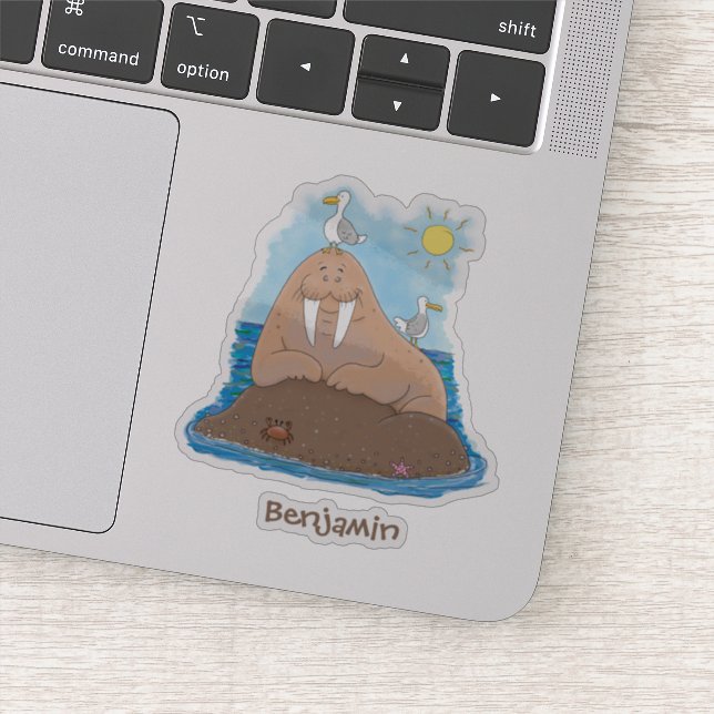 Adesivo Engraçado ilustração do desenho animado de morsa f (Detalhe)